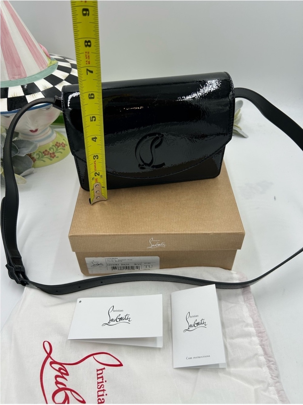 Women’s Christian Louboutin LOUBI 54 patent leather Crossbody bag made in Italy - Picture 7 of 15